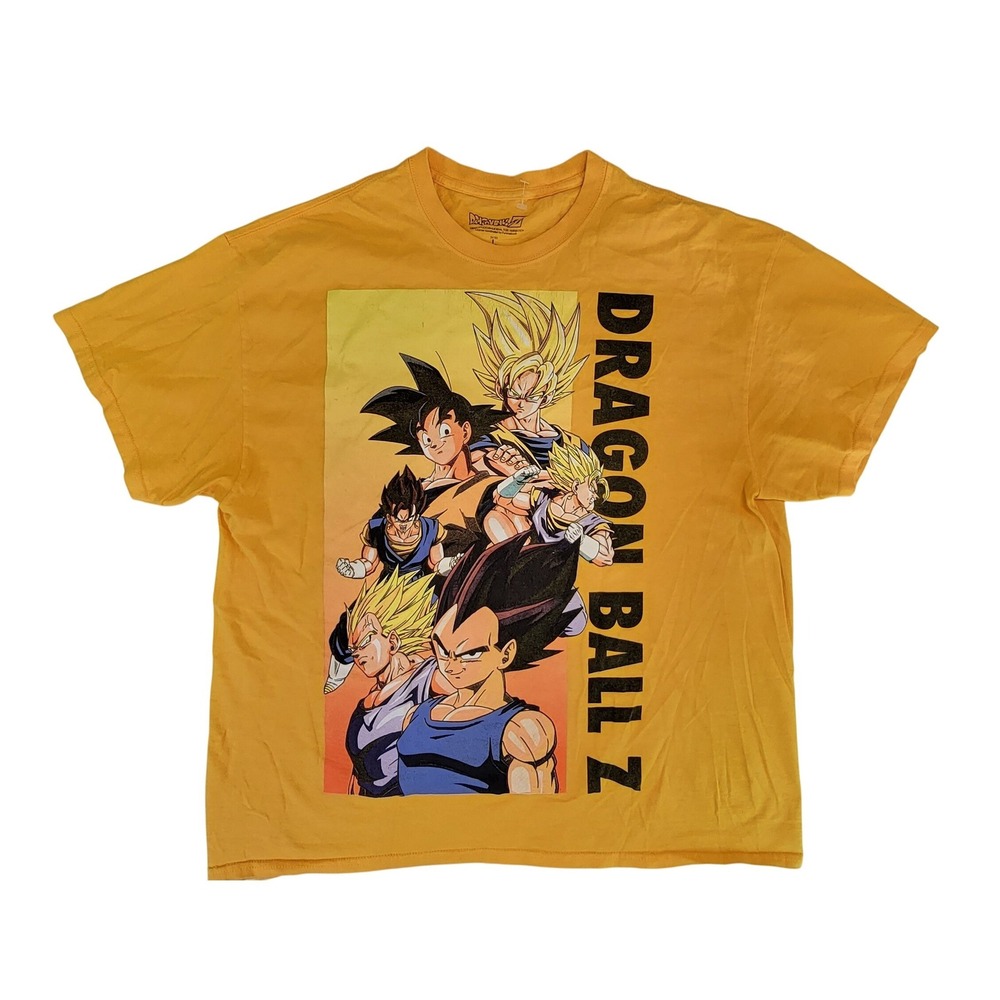 Dragon Ball Z Anime Graphic T Shirt Yellow Crew Neck Short Sleeve Large